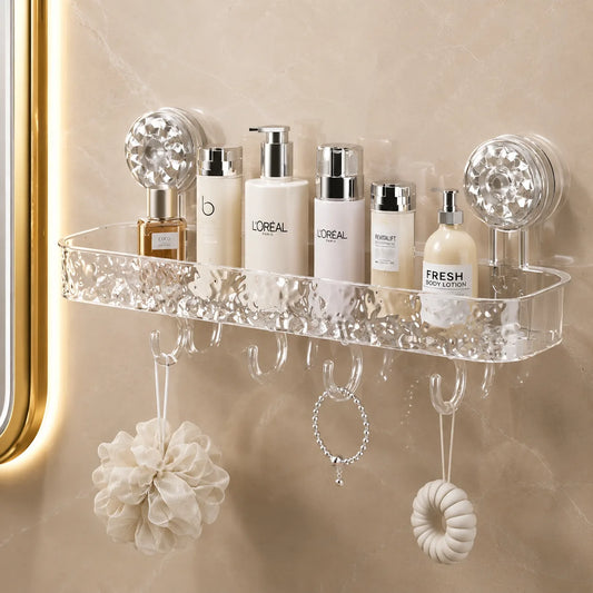 Primechoice Non-Perforated Vacuume Mount Storage Rack – Non-Drill Bathroom Wall Shelf for Toiletries & Washbasin