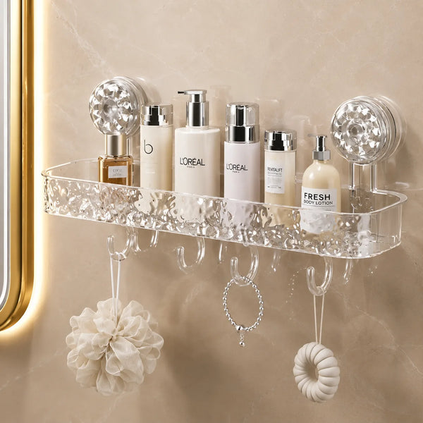 Primechoice Non-Perforated Vacuume Mount Storage Rack – Non-Drill Bathroom Wall Shelf for Toiletries & Washbasin